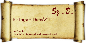 Szinger Donát névjegykártya