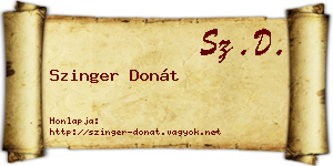 Szinger Donát névjegykártya